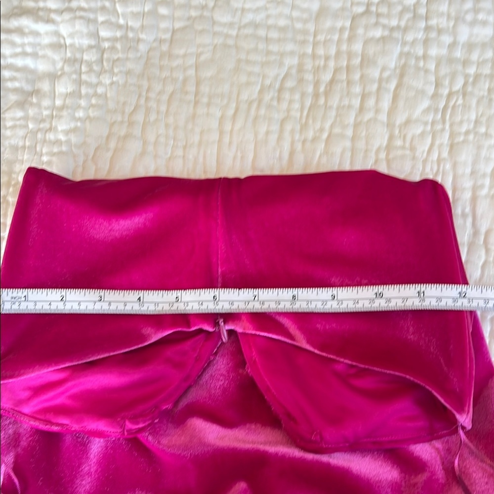 Zara Pink velvet fuchsia midi Strapless slit  Dress NWT - Picture 8 of 8
